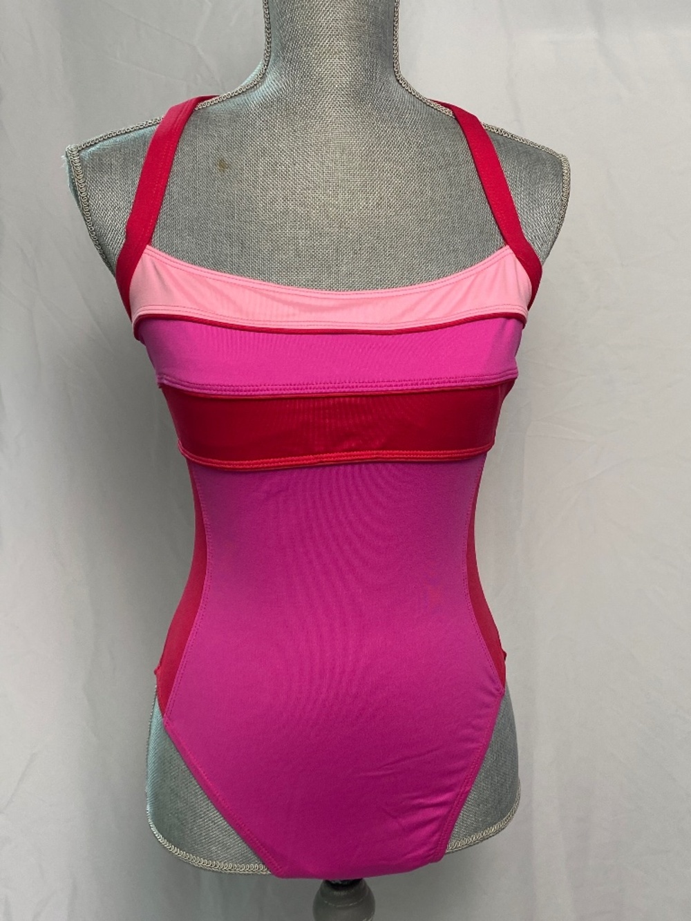 One-Piece Pink & Red Halter Neck Swimsuit VTG SESSA Size 12/Medium